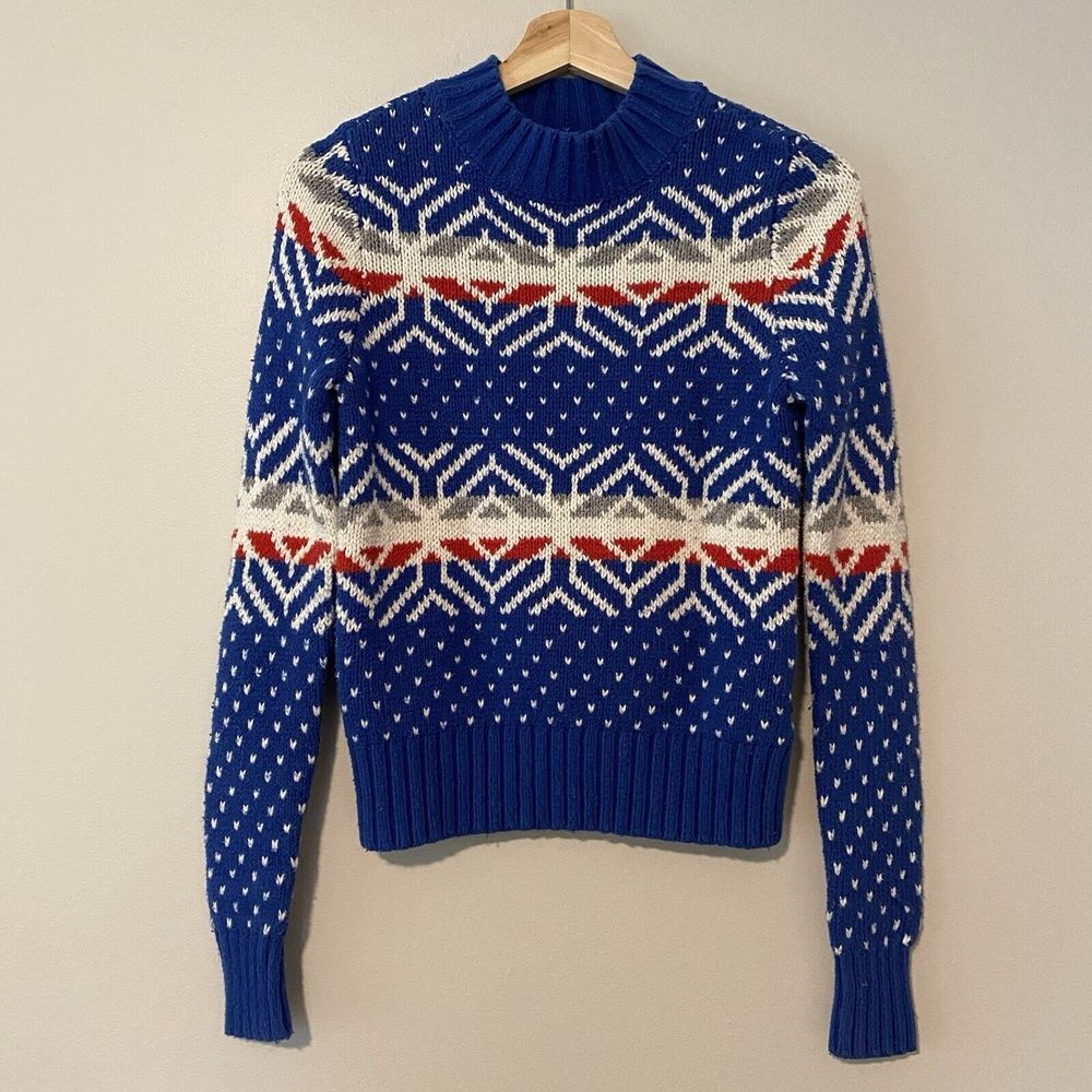 Vintage Abercrombie & Fitch Fair Isle knit Red Green ski sweater small Women's